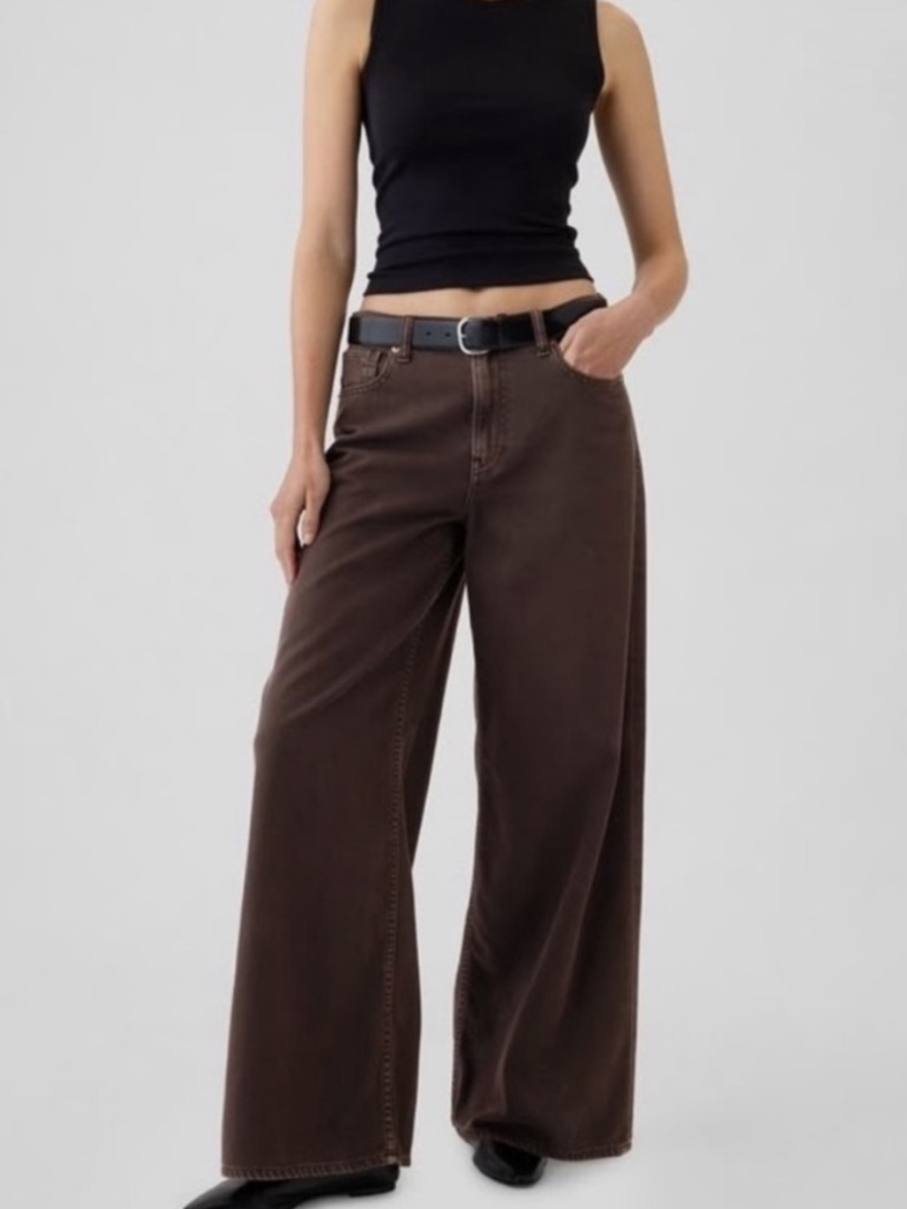 Gap brown baggy mid rise jeans